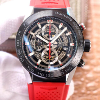 AAA Replica TAG Heuer Carrera CAR2A1Z.FT6050 XF Factory Red Rubber Strap Mens Watch