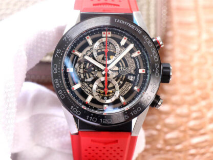 AAA Replica TAG Heuer Carrera CAR2A1Z.FT6050 XF Factory Red Rubber Strap Mens Watch