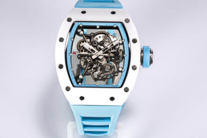 AAA Replica Richard Mille RM-055 BBR Factory Ceramic Case Blue Strap Mens Watch