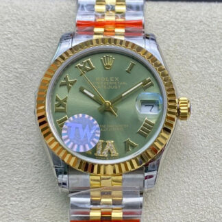 AAA Replica Rolex Datejust 178273 31MM TW Factory Green Dial Ladies Watch
