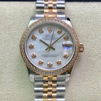 AAA Replica Rolex Datejust M278381RBR-0026 31MM EW Factory Diamond Bezel Ladies Watch