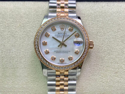 AAA Replica Rolex Datejust M278381RBR-0026 31MM EW Factory Diamond Bezel Ladies Watch