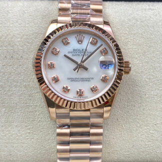 AAA Replica Rolex Datejust M278275-0009 31MM EW Factory Rose Gold Ladies Watch