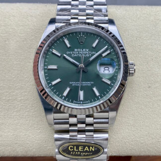 AAA Replica Rolex Datejust M126234-0051 36MM Clean Factory Green Dial Mens Watch