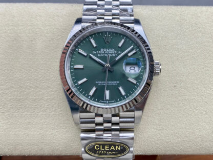 AAA Replica Rolex Datejust M126234-0051 36MM Clean Factory Green Dial Mens Watch