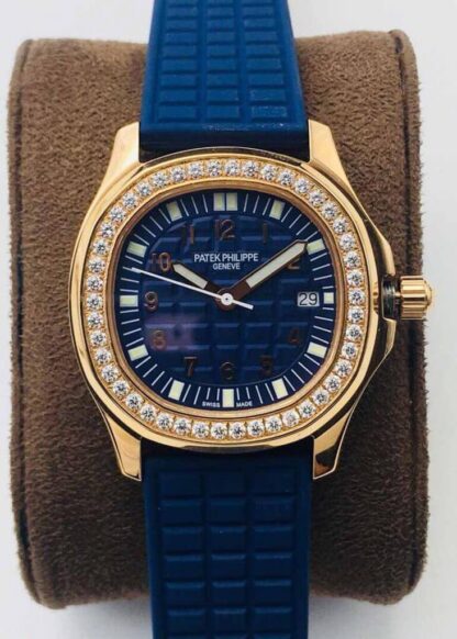 AAA Replica Patek Philippe Aquanaut 5067A Quartz Movement PPF Factory Blue Dial Ladies Watch