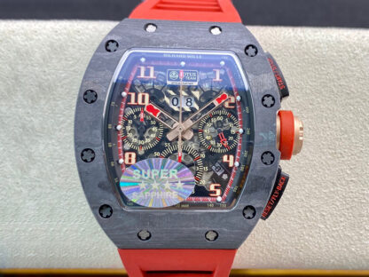 AAA Replica Richard Mille RM011 KV Factory V3 Red Rubber Strap Mens Watch