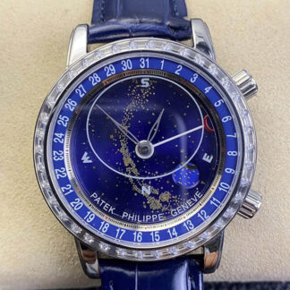 AAA Replica Patek Philippe Grand Complications 6104G-001 AI Factory Sky Moon Blue Dial Mens Watch