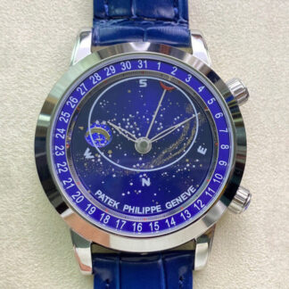 AAA Replica Patek Philippe Grand Complications 6102P-001 AI Factory Sky Moon Blue Dial Mens Watch