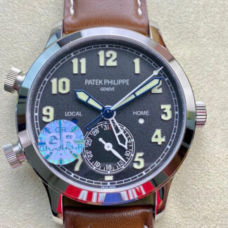 AAA Replica Patek Philippe Calatrava 5524G-001 GR Factory V2 Brown Strap Mens Watch | aaareplicawatches.is