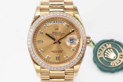AAA Replica Rolex Day Date M128348RBR-0008 EW Factory Diamond Bezel Mens Watch | aaareplicawatches.is