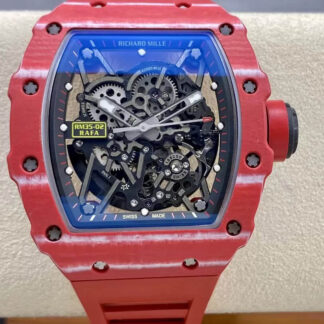 AAA Replica Richard Mille RM35-02 T+ Factory Carbon Fiber Red Rubber Strap Mens Watch | aaareplicawatches.is