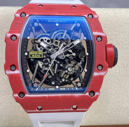AAA Replica Richard Mille RM35-02 T+ Factory NTPT Carbon Fiber White Strap Mens Watch | aaareplicawatches.is
