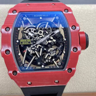 AAA Replica Richard Mille RM35-02 T+ Factory Red Carbon Fiber NTPT Case Black Strap Mens Watch | aaareplicawatches.is