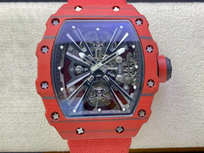 AAA Replica Richard Mille RM12-01 Tourbillon RM Factory Red Strap Mens Watch | aaareplicawatches.is