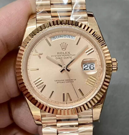 AAA Replica Rolex Day Date M228235-0001 GM Factory Rose Gold Dial Mens Watch | aaareplicawatches.is