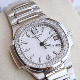 AAA Replica Patek Philippe Nautilus 7010/1G-011 White Dial Woman Watch | aaareplicawatches.is