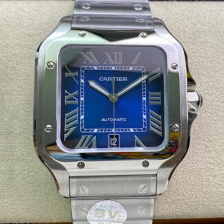 AAA Replica Cartier De Santos WSSA0013 2018 BV Factory Blue Dial Swiss ETA 9015 Stainless Steel Mens Watch | aaareplicawatches.is