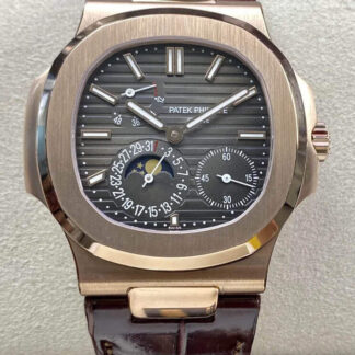 AAA Replica Patek Philippe Nautilus 5712 ZF Factory Rose Gold Case Mens Watch | aaareplicawatches.is