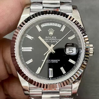 AAA Replica Rolex Day Date M228236-0004 GM Factory V2 Counterweight Version Black Dial Mens Watch | aaareplicawatches.is